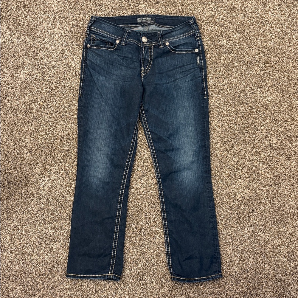 Silver Jeans Dark Blue Straight Leg Women's Capris